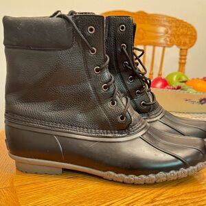 Men’s Winter Weatherproof Vintage Black Boots Duck Shoes size 13